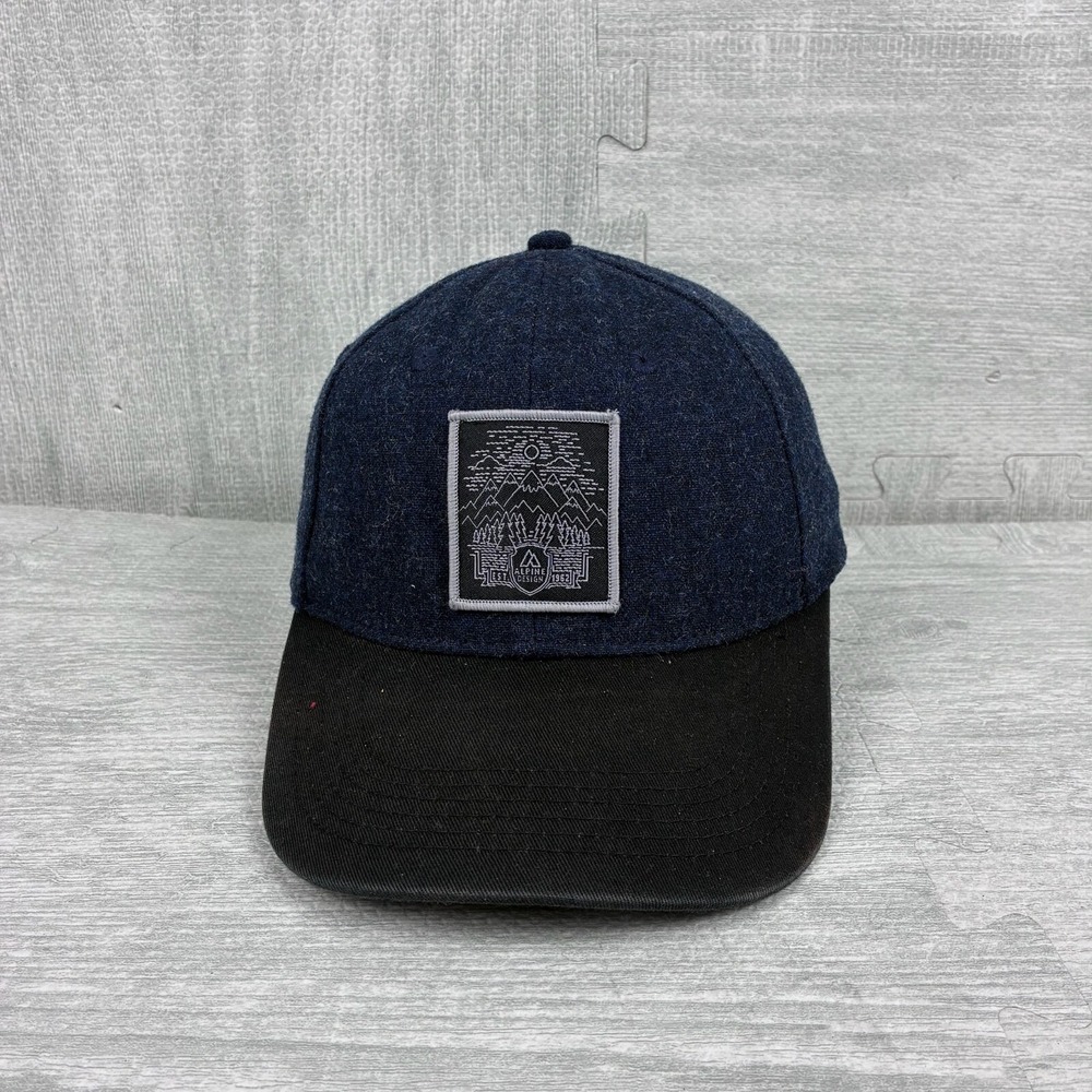 Alpine Design Hat Cap Strap Back Navy Blue Black Wool Blend Outdoors Hiking